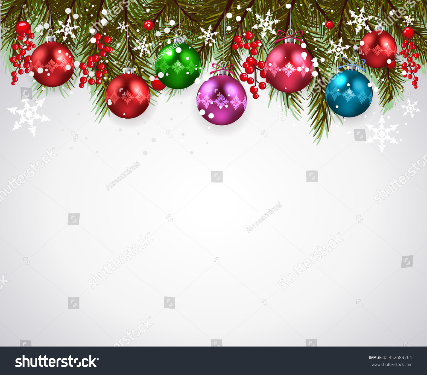 Christmas background-Realistic frame with fir and Christmas balls Christmas background-Realistic frame with fir and Christmas balls