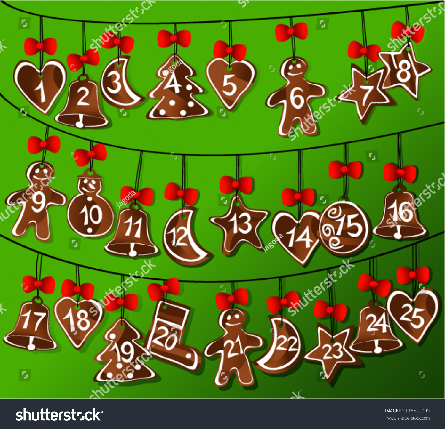 Christmas Calendar With Sweet Gingerbread Stock Vector Illustration 116629090 : Shutterstock