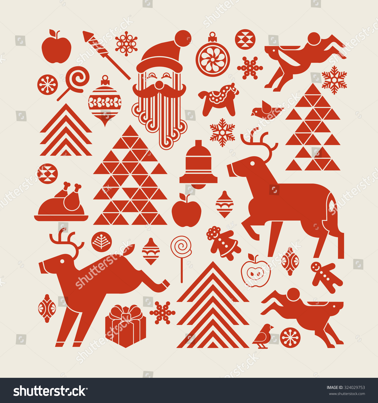 Christmas Composition Shape Square Winter Holiday Stock Vector