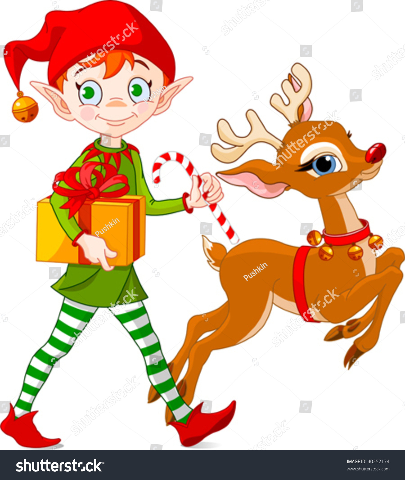 Christmas Elf Carries Ts Together With Rudolph The Red Nosed