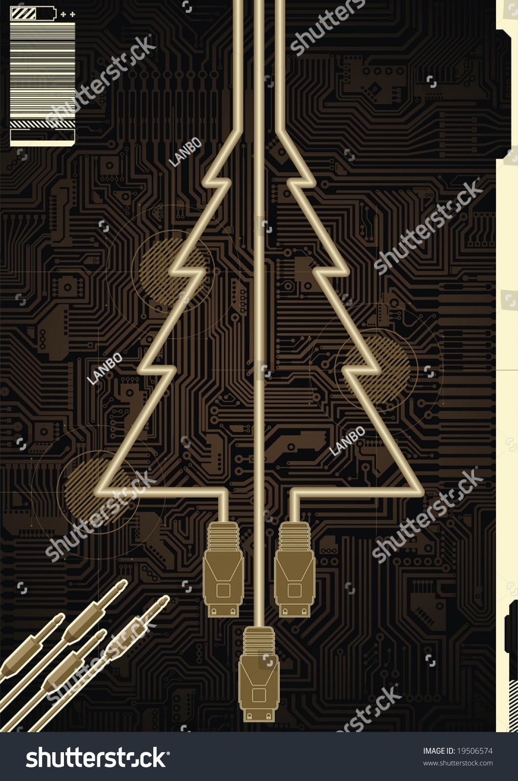 Christmas Greetings Card For A Technology Company. Stock Vector