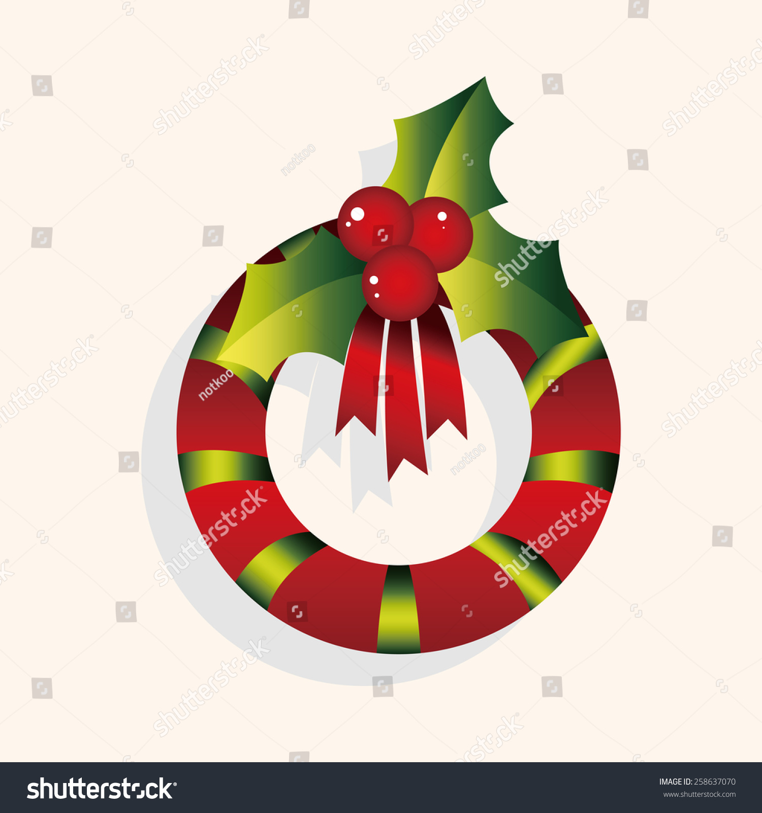 Christmas Holly Wreath Theme Elements Stock Vector 258637070 : Shutterstock