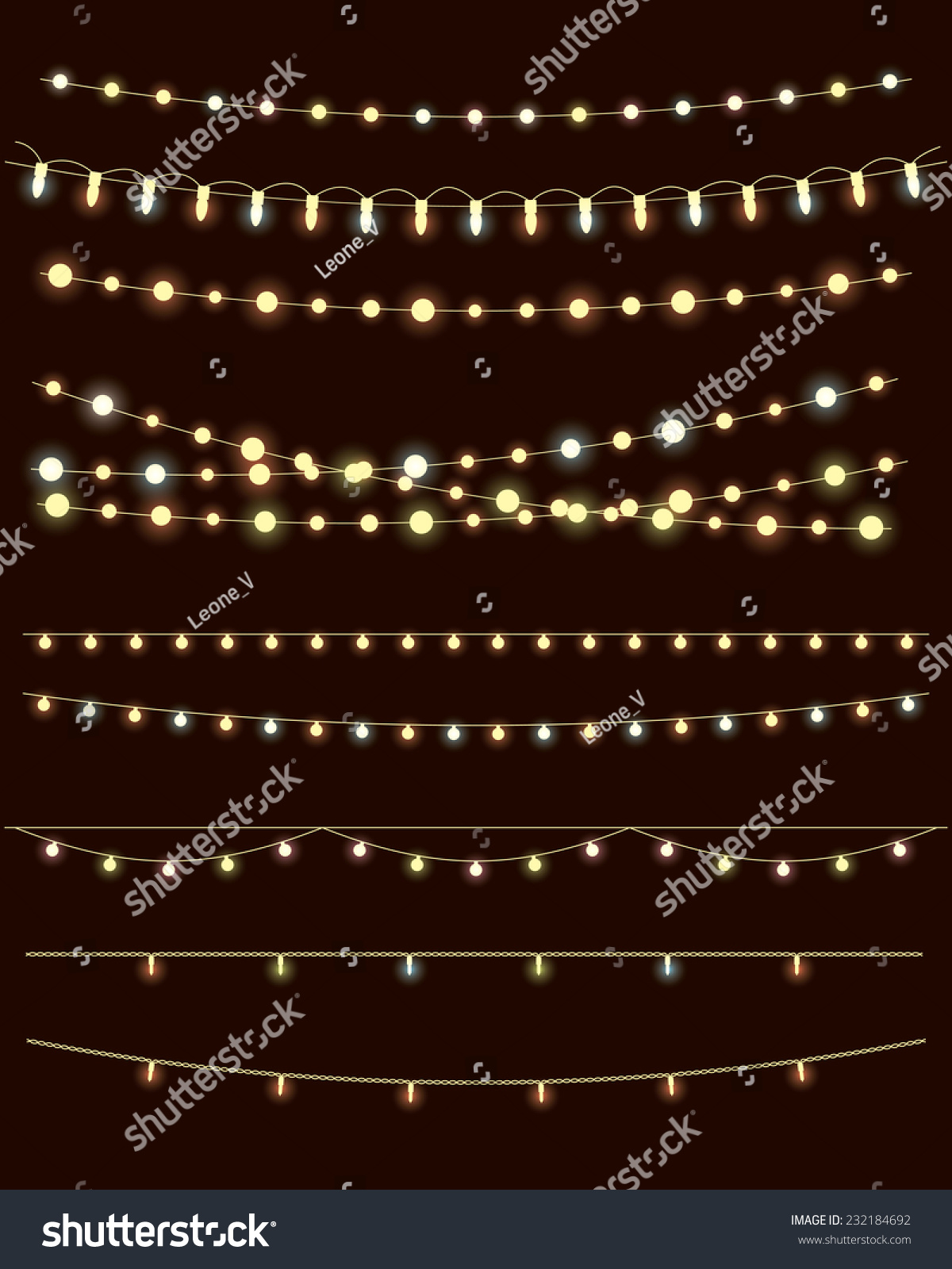 Christmas Lights On Dark Background. Vector Set - 232184692 : Shutterstock