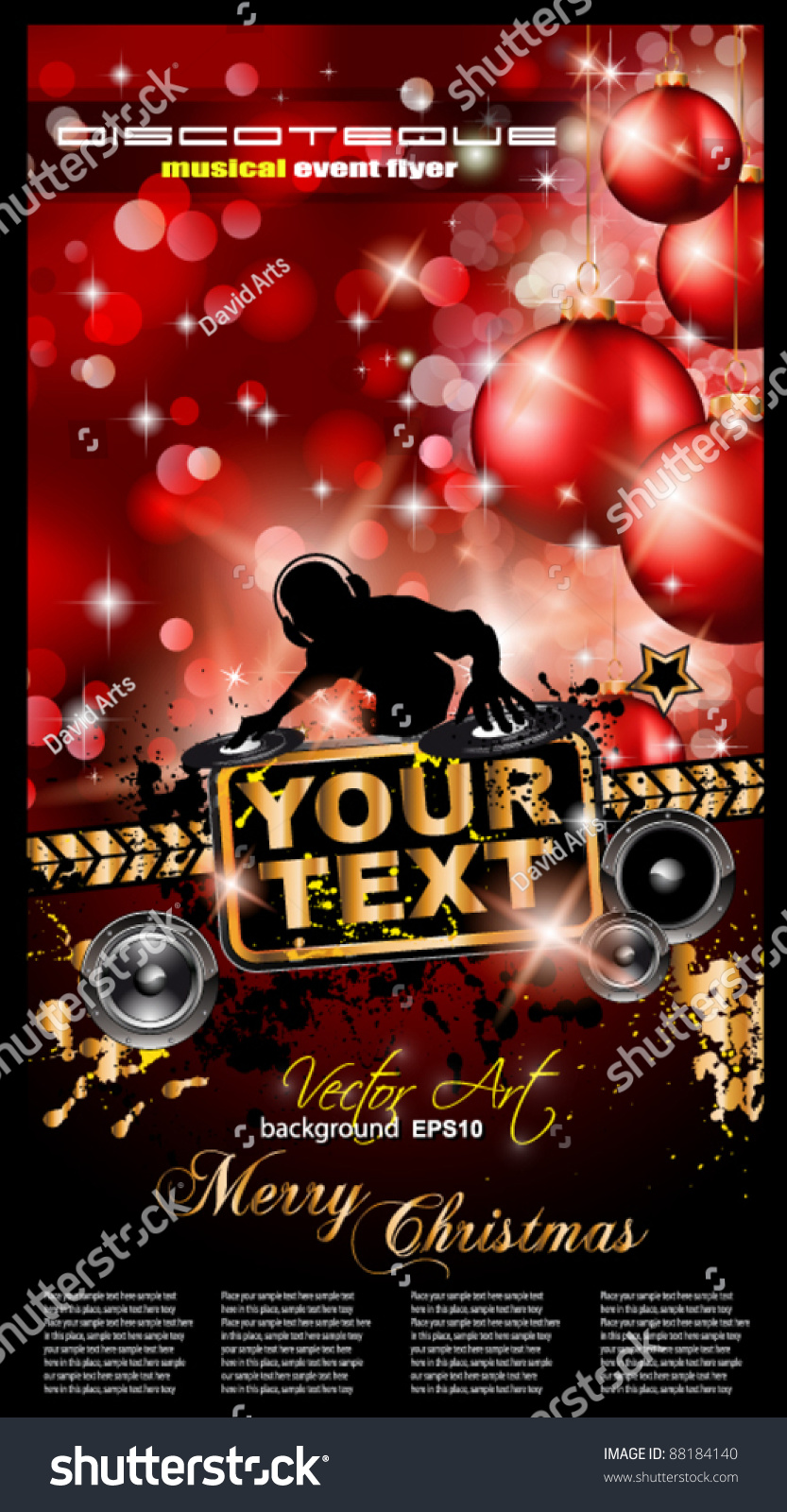 Christmas Party Event Background With Dj Shape And Fantastic Red