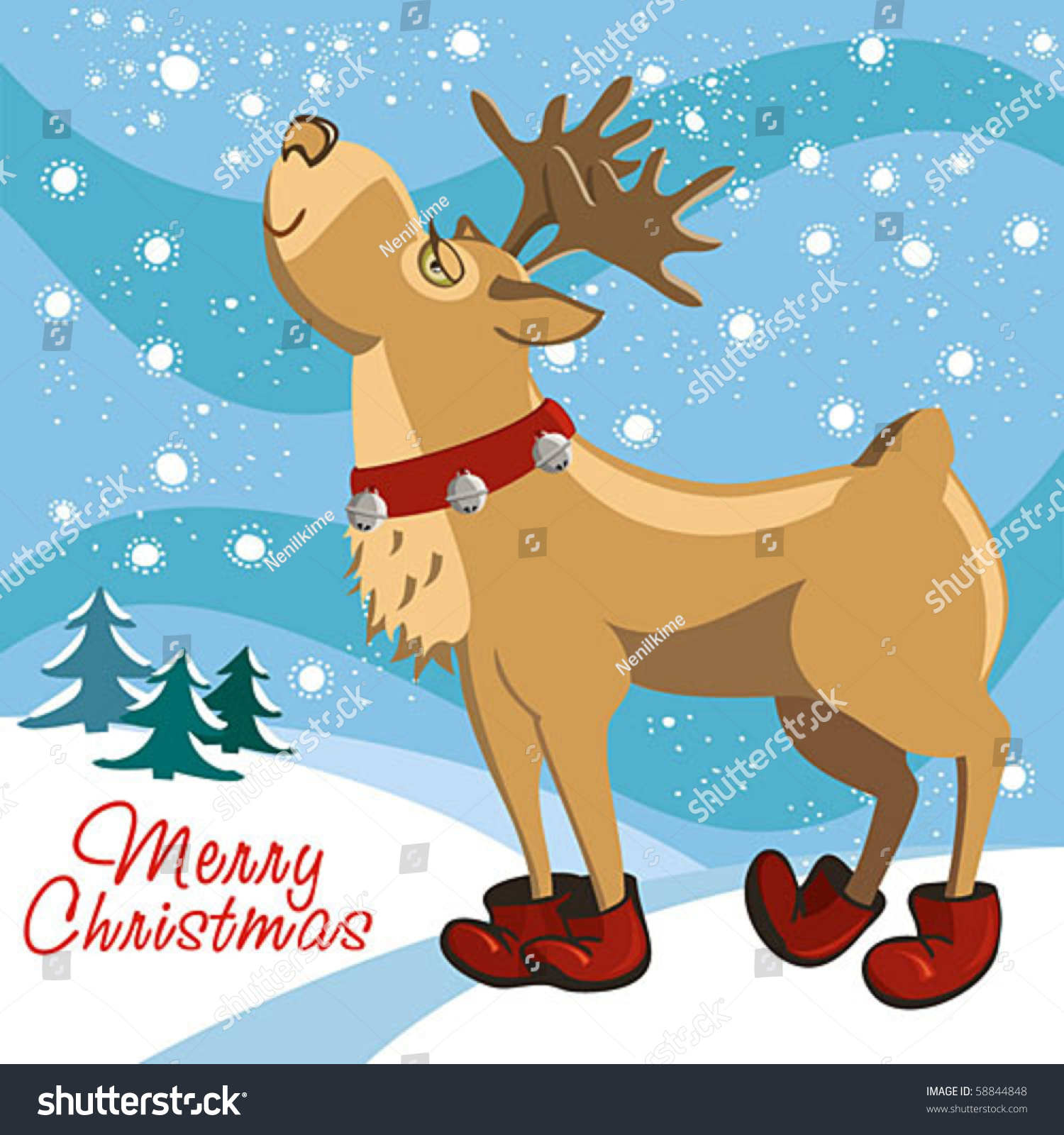 Christmas Reindeer Stock Vector Illustration 58844848 : Shutterstock