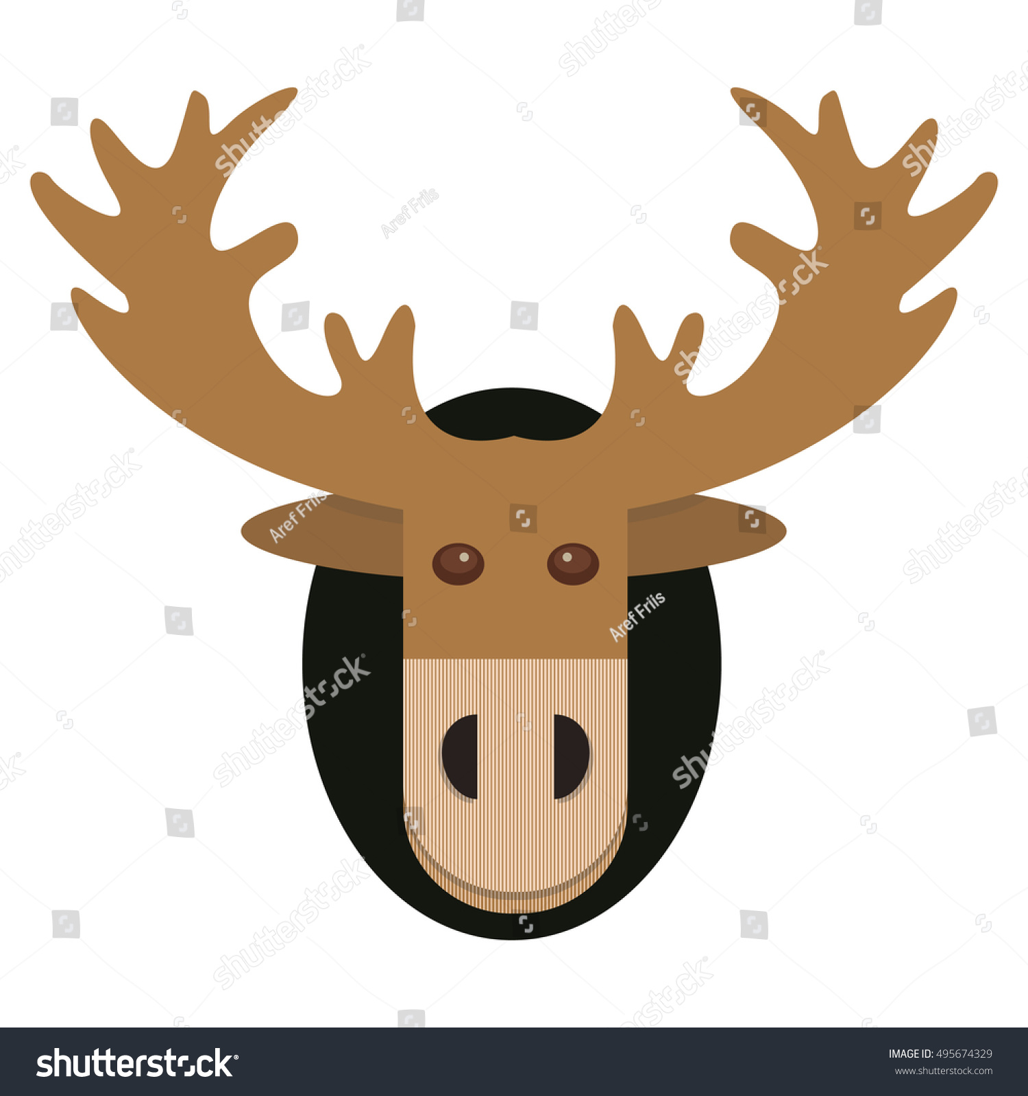 Christmas Reindeer Vector Drawing - 495674329 : Shutterstock