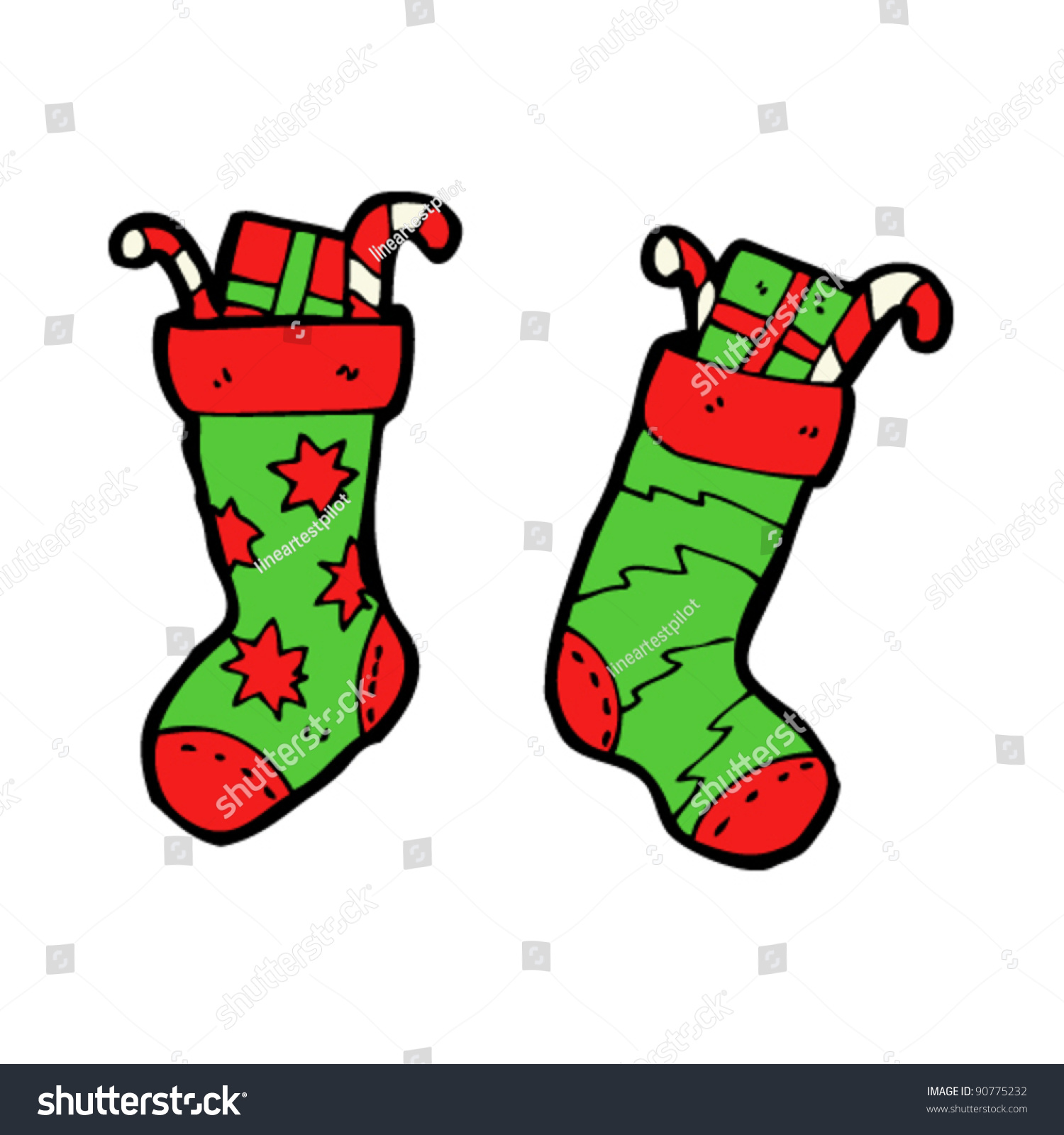 Christmas Stocking Cartoon Collection Stock Vector Illustration 90775232 : Shutterstock