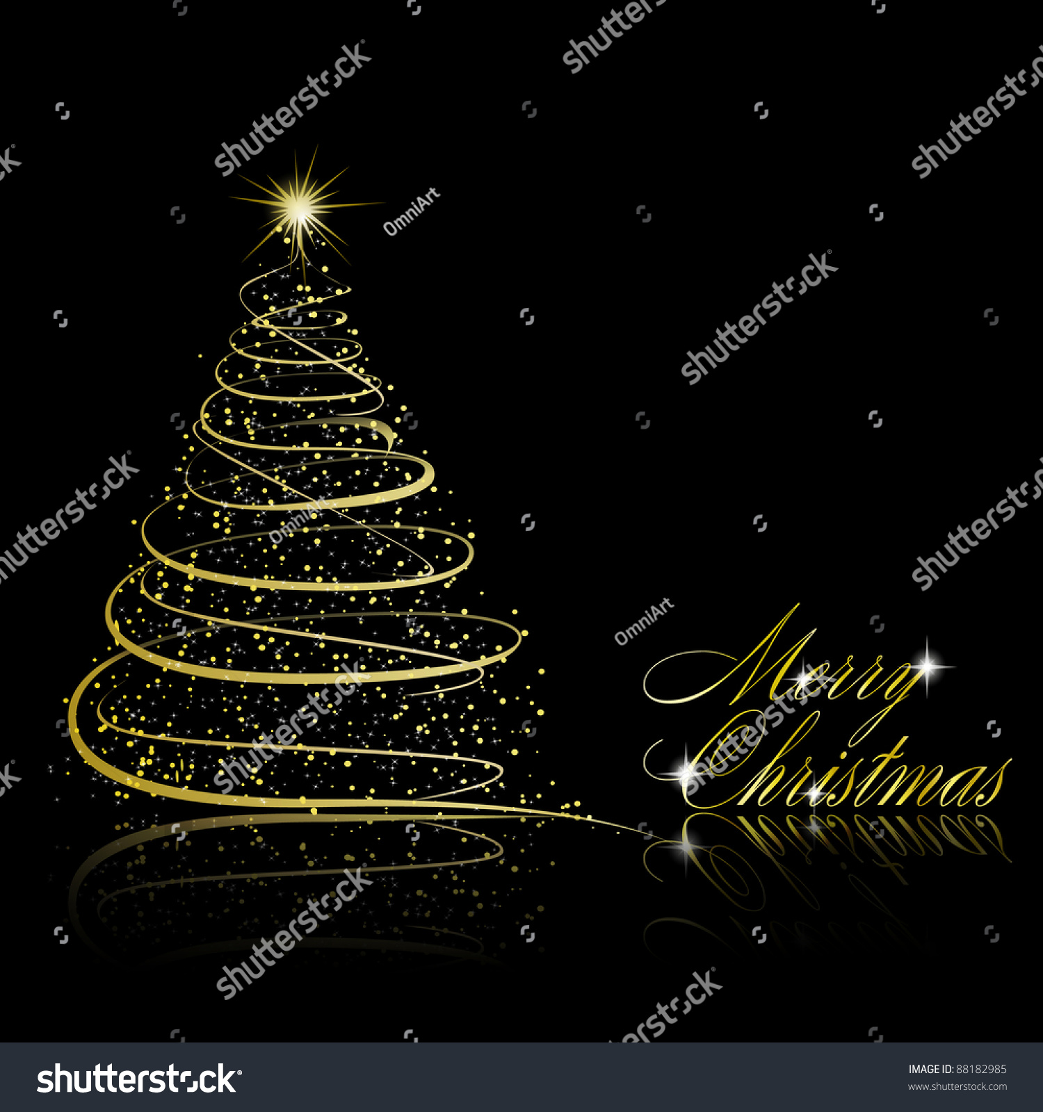 Christmas Tree On Black Background. Vector Eps10 Illustration - 88182985 : Shutterstock