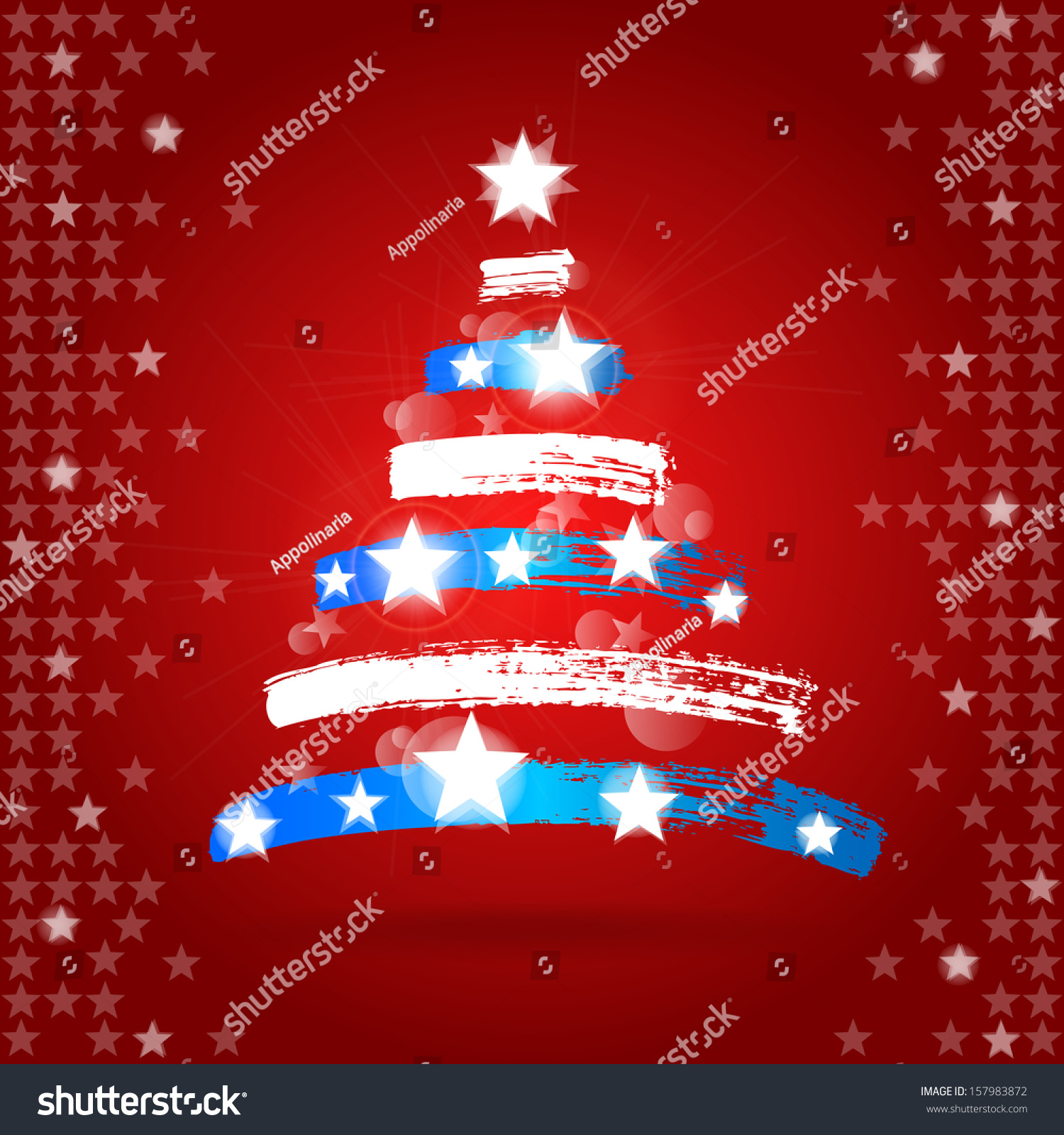 Christmas Tree Painted American Flag Colors Stock Vector Royalty Free