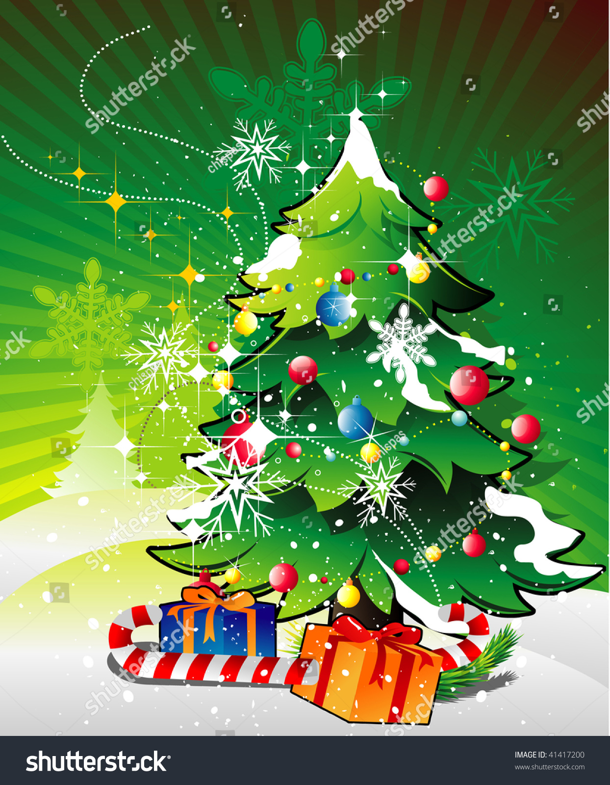 Christmas Tree Vector Illustration - 41417200 : Shutterstock