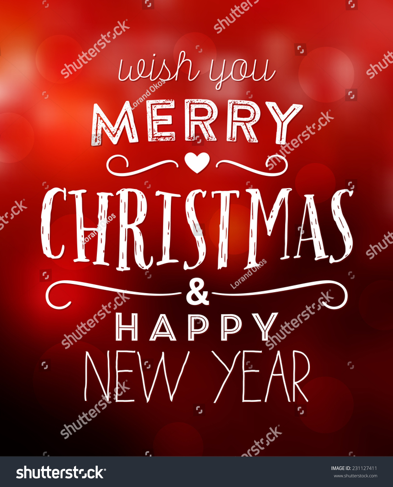 Christmas Typographic Background / Wish You Merry Christmas And Happy New Year Stock Vector