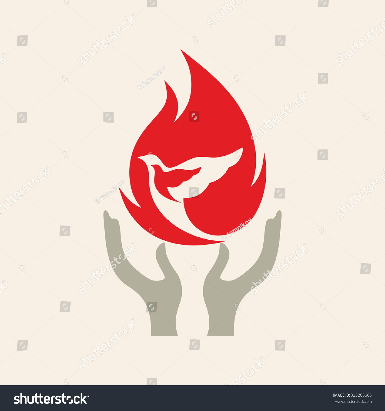Church logo Dove in flames hands Church logo Dove in flames hands