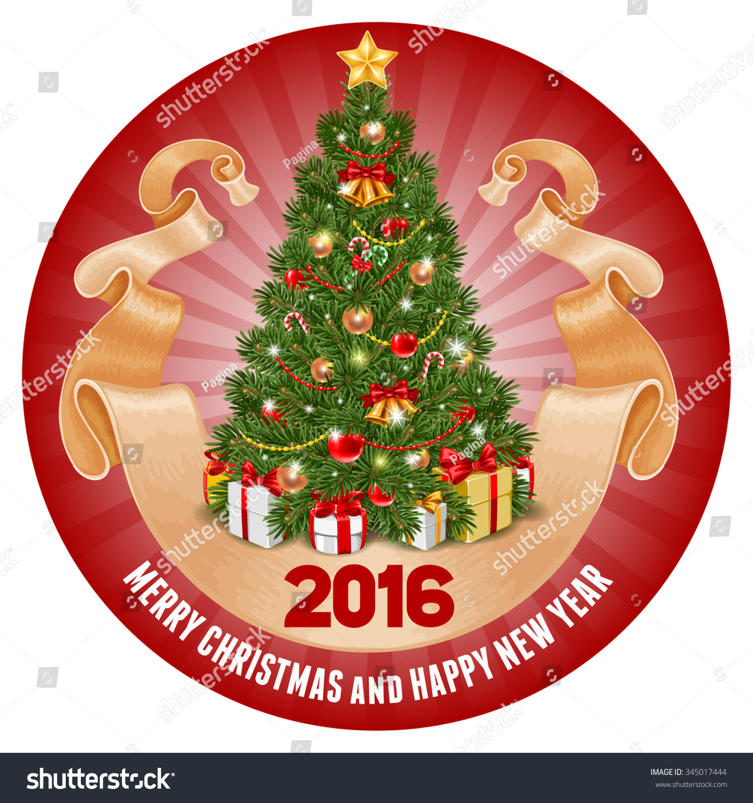 circle overlay with fluffy christmas tree decorated by circle overlay with fluffy christmas tree decorated by