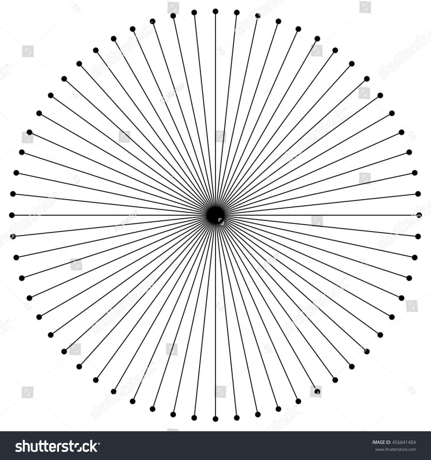 Circular Radial Lines Dots Lines Ends Vectores En Stock