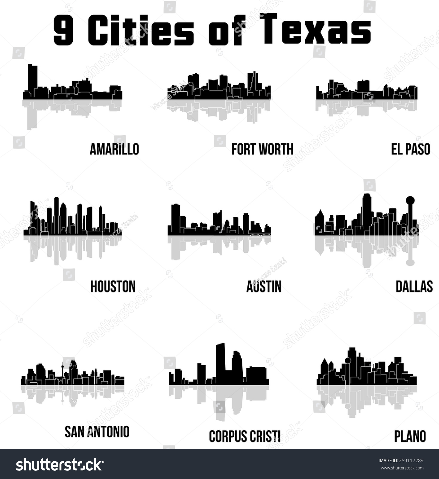 Cities Of Texas ( Amarillo, Fort Worth, El Paso, Houston, Austin
