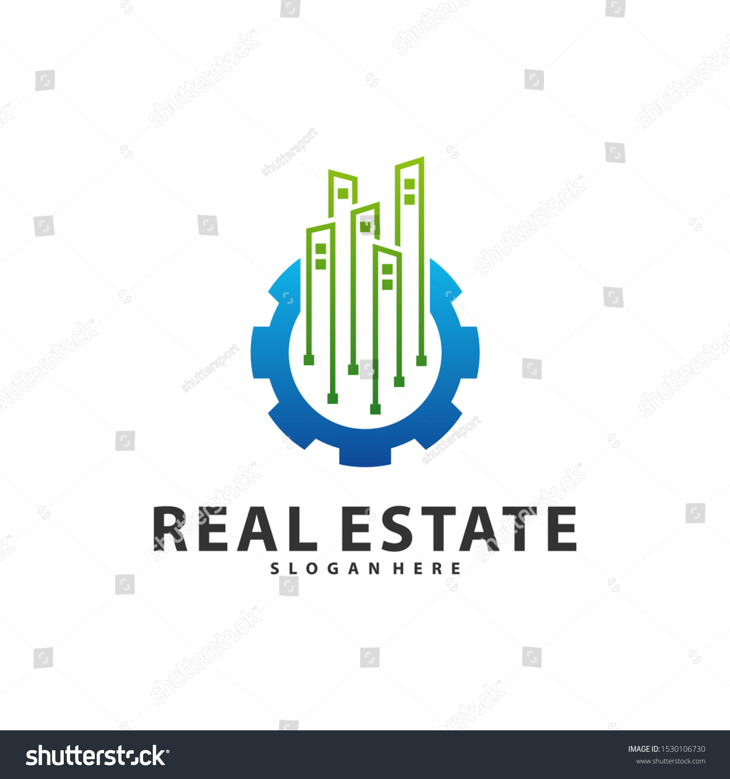 City Gear Logo Vector Industrial Symbol Stock Vector Royalty Free