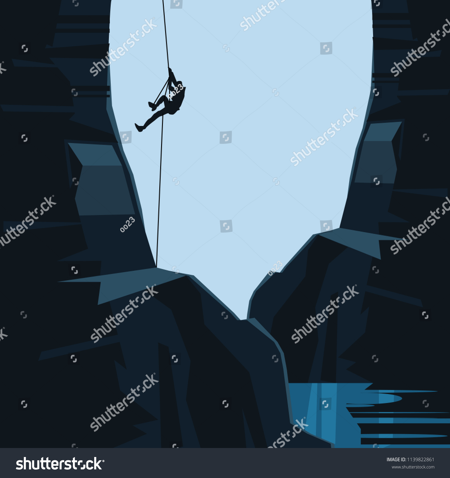 Climber On Cliff Vector Illustration Stock Vector Royalty Free