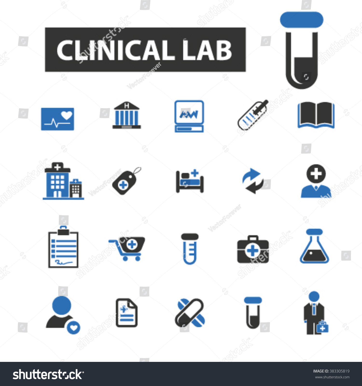 Clinical Lab Icons Stock Vector 383305819 Shutterstock