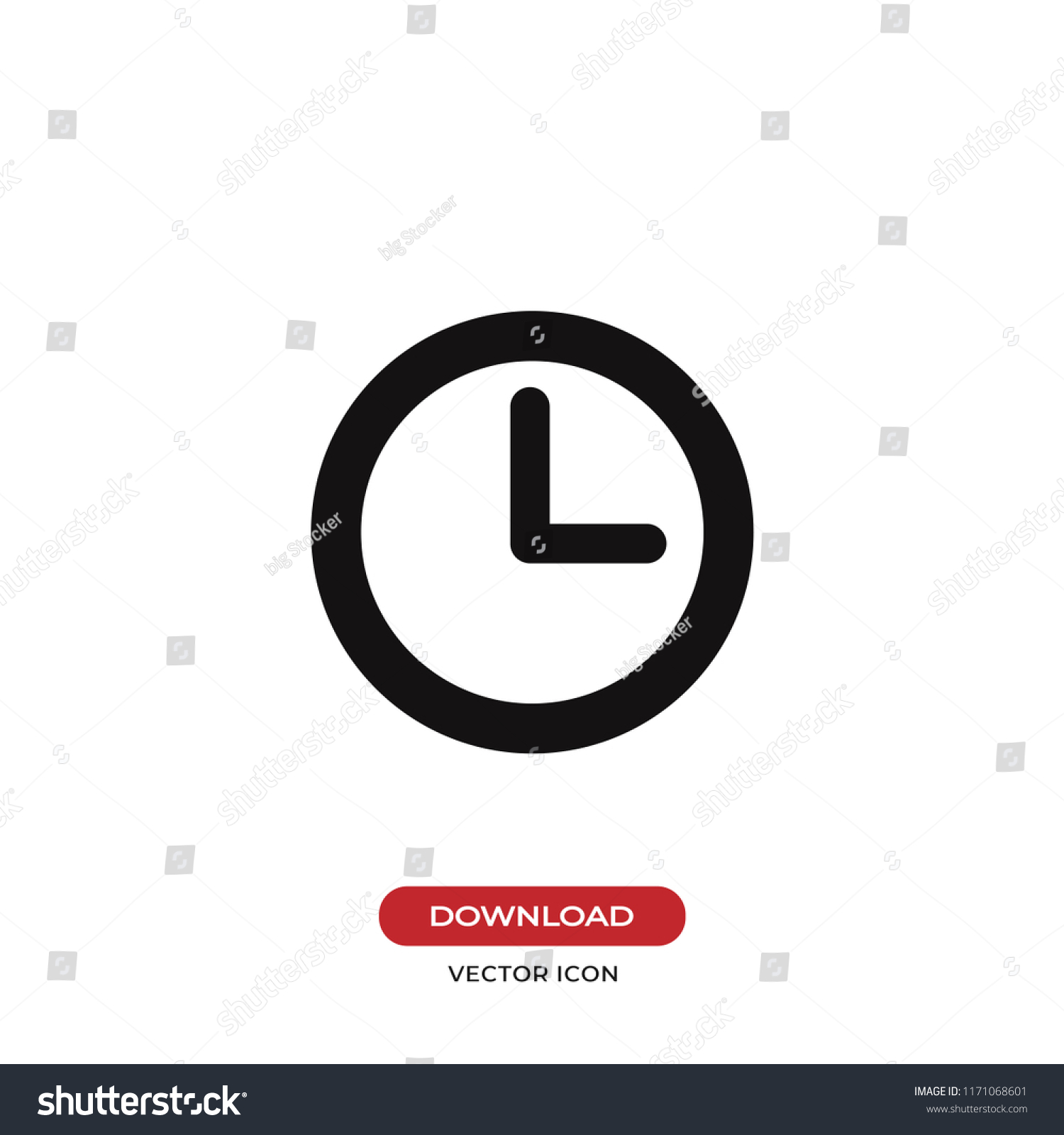 Clock Vector Icon Watchtime Symbol Flat Stock Vector Royalty Free