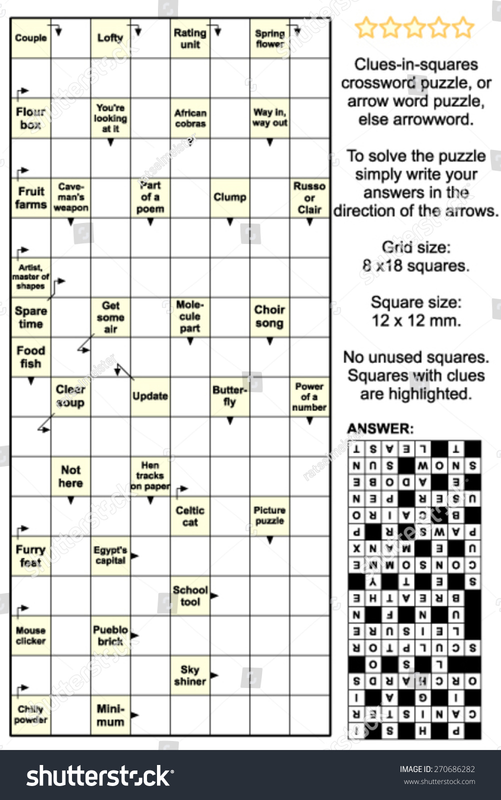 Cluesinsquares Crossword Puzzle Arrow Word Puzzle Stock Vector