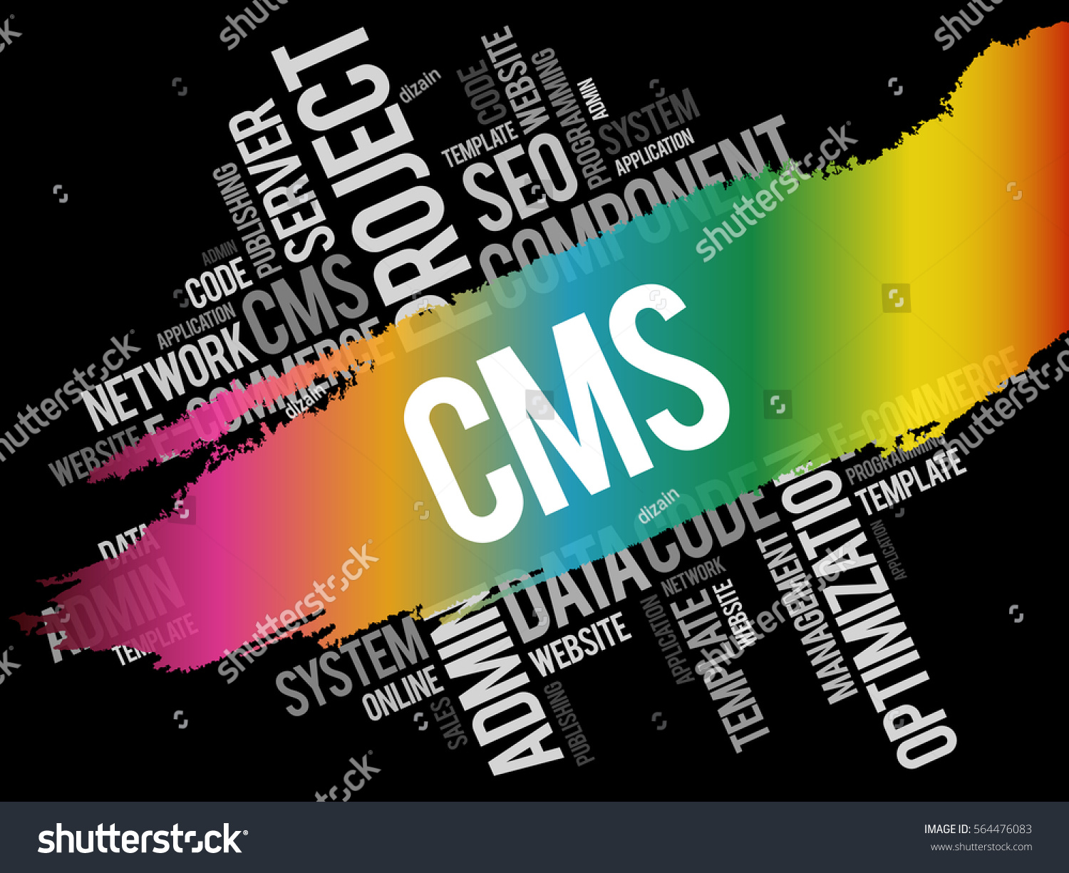 Cms Content Management System Word Cloud Stock Vector Royalty Free