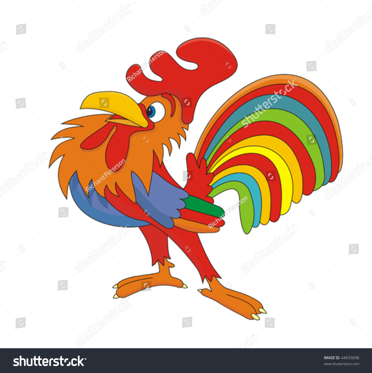 Cock Chanticleer Rooster Vector Cartoon Illustration Stock Vector