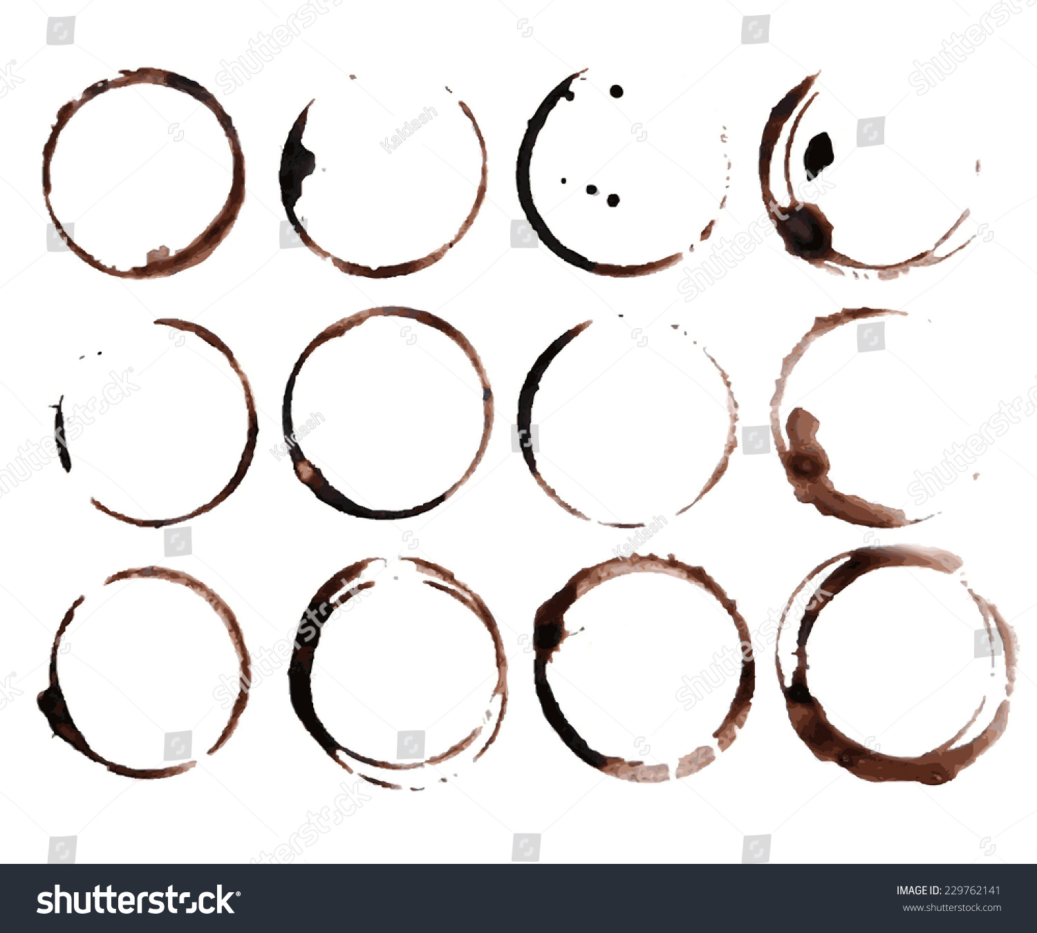 Coffee Stain Rings Vector Stock Vector 229762141 - Shutterstock