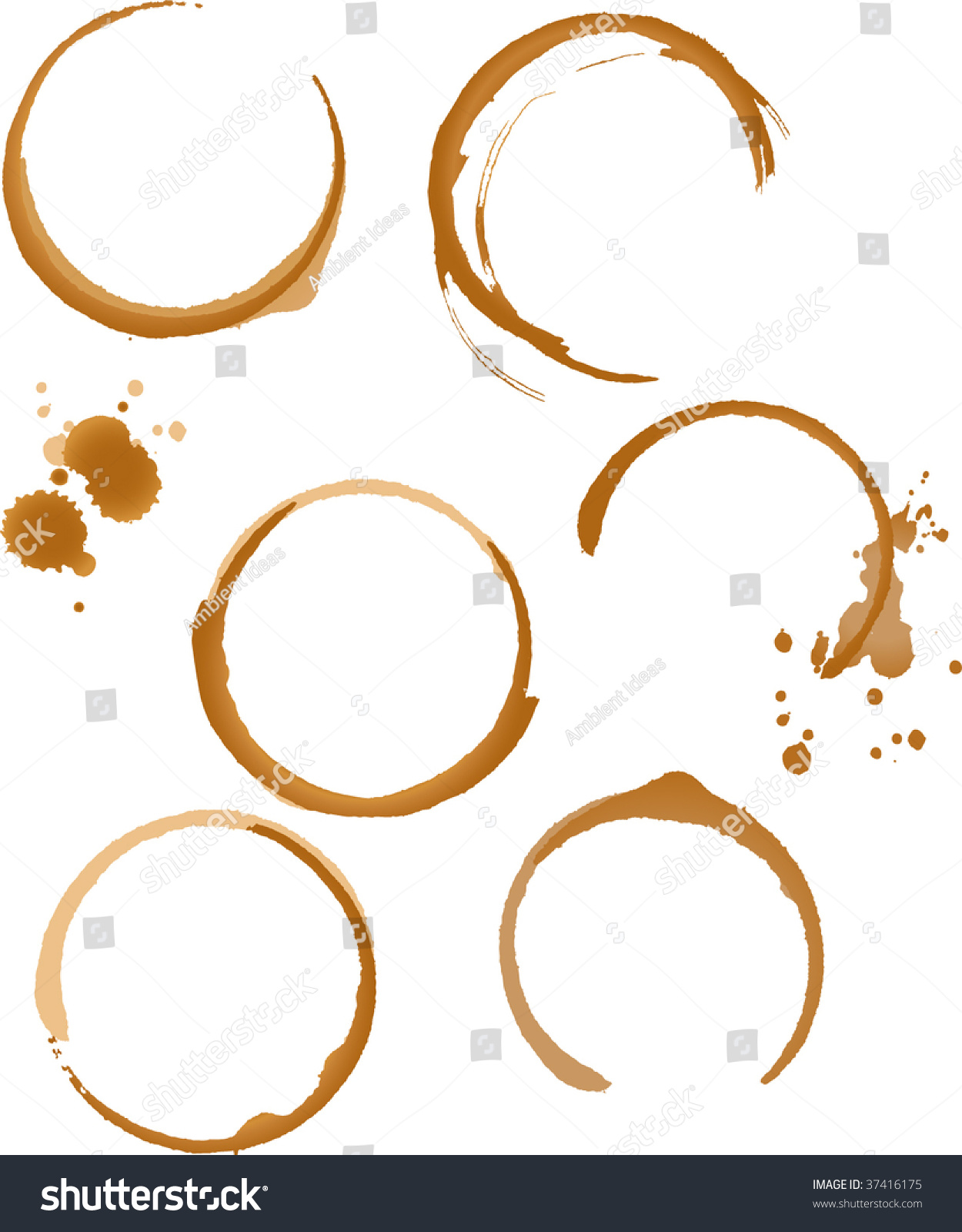 Coffee Stain Rings Vector Stock Vector 37416175 Shutterstock