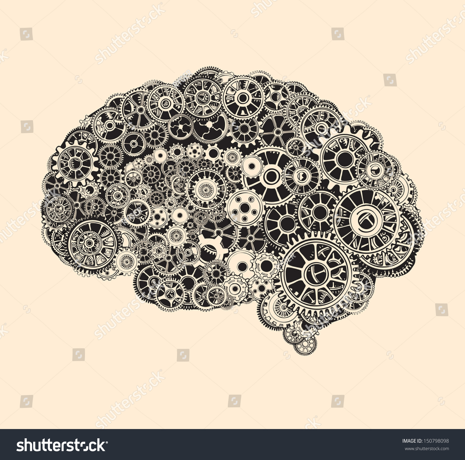 Cogs In The Shape Of A Human Brain Stock Vector Illustration