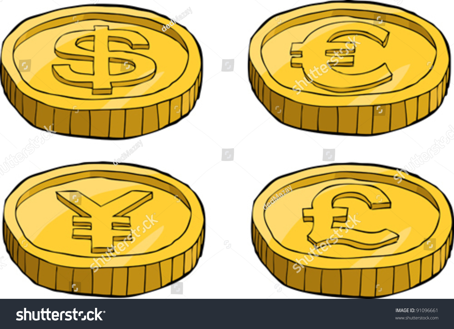 Coins On A White Background, Vector Illustration - 91096661 : Shutterstock