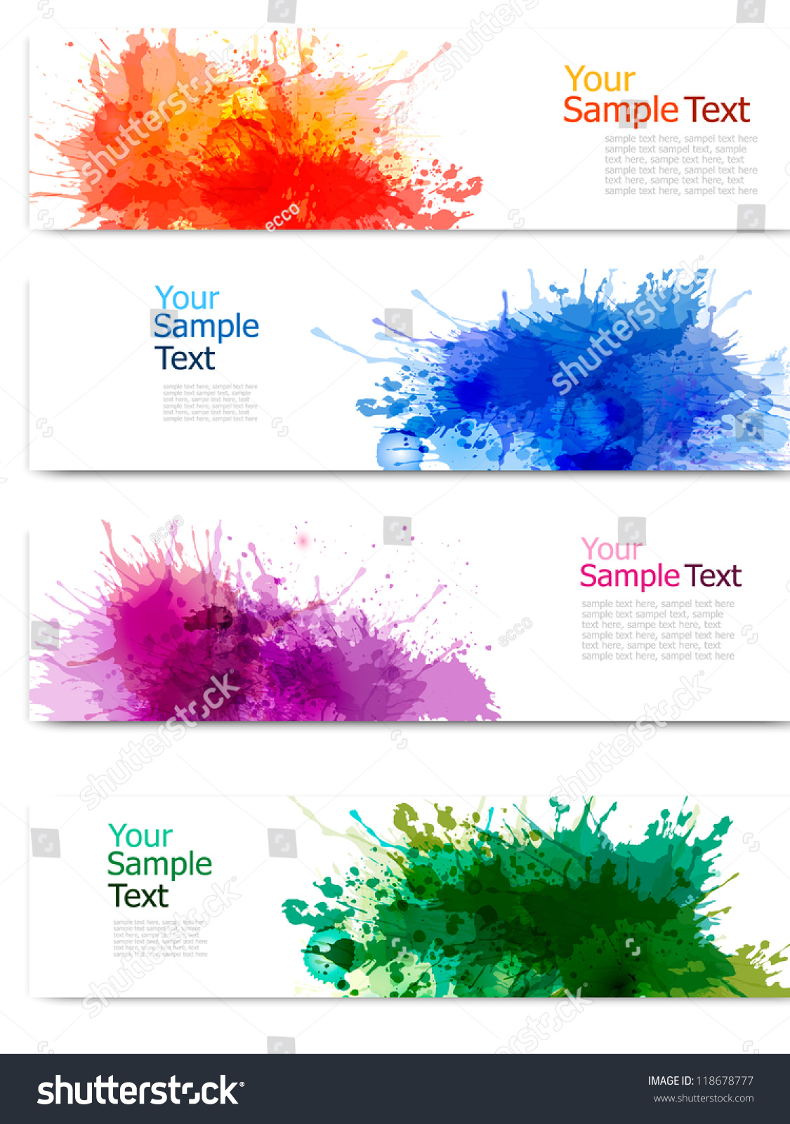 Collection Colorful Abstract Watercolor Banners Vector Stock Vector 118678777 Shutterstock 