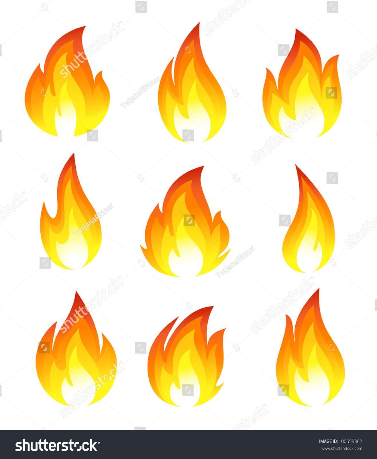 Collection Of Fire Icons Stock Vector Illustration 100559362 : Shutterstock