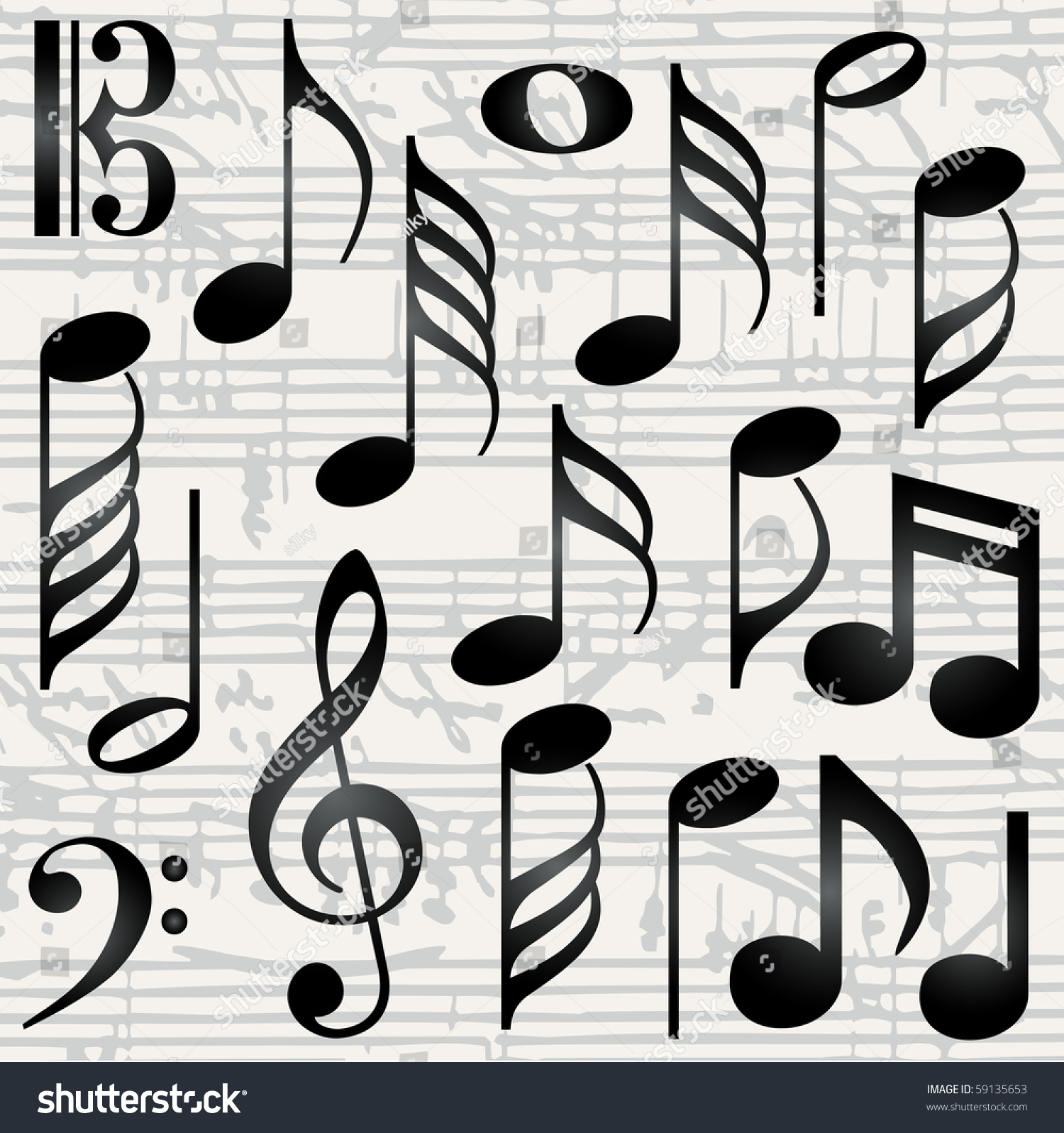 Collection Of Music Symbols Vector - 59135653 : Shutterstock