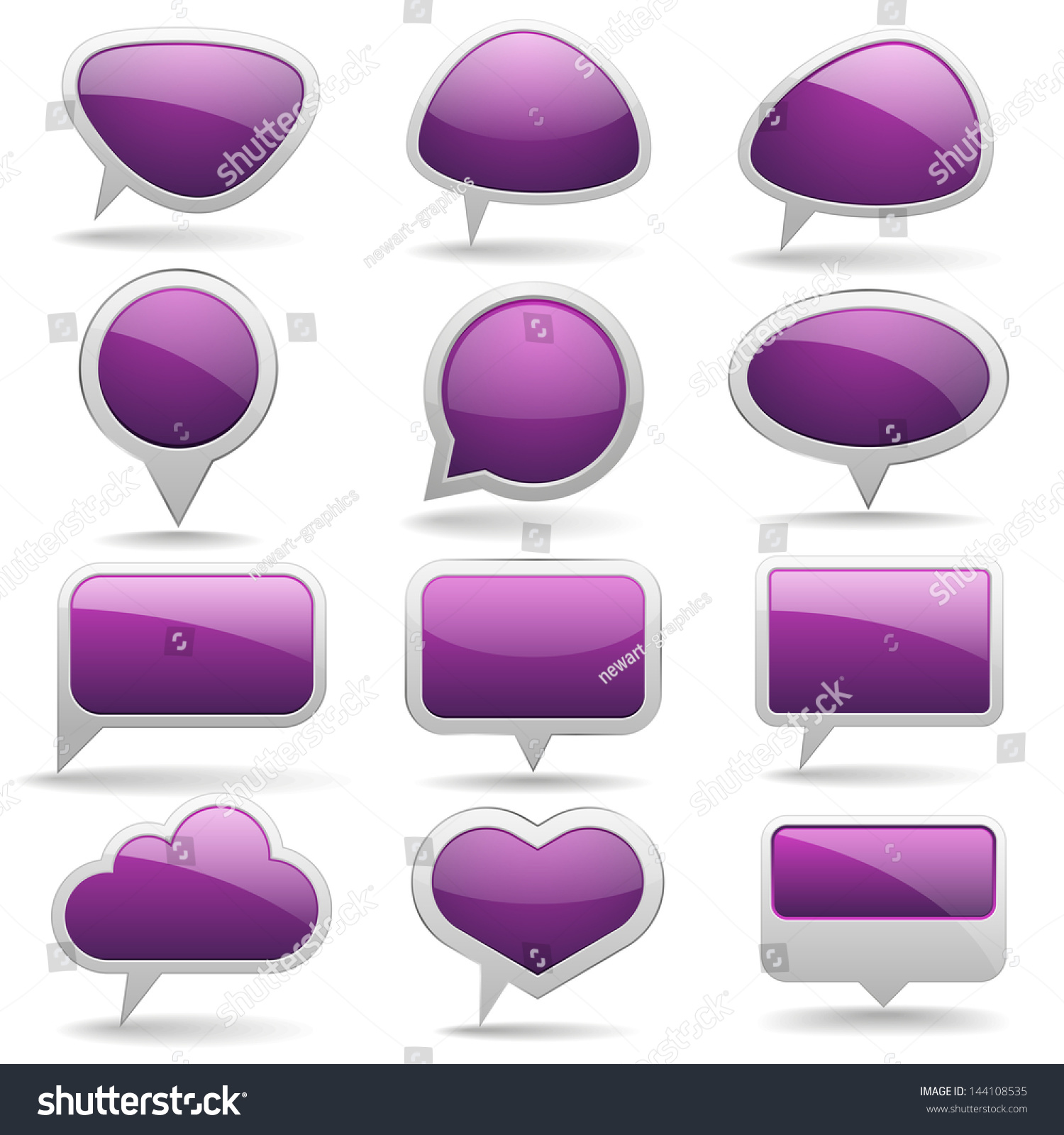 Collection Of Purple Speech Bubbles Stock Vector Illustration