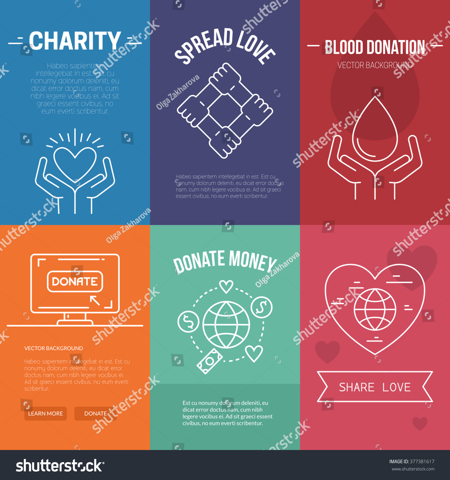 collection-of-vector-banner-templates-with-charity-objects-poster-for