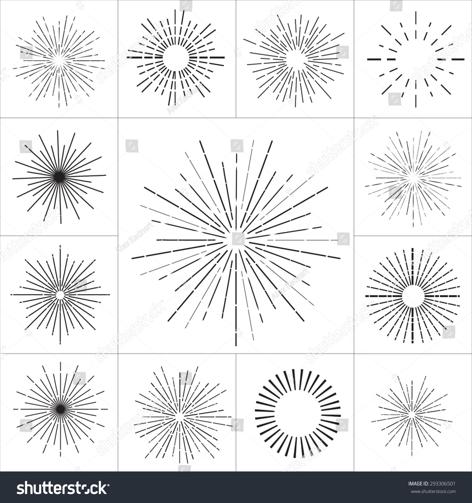 Collection Of Vector Retro Sun Bursts. Vector Illustration - 293306501 