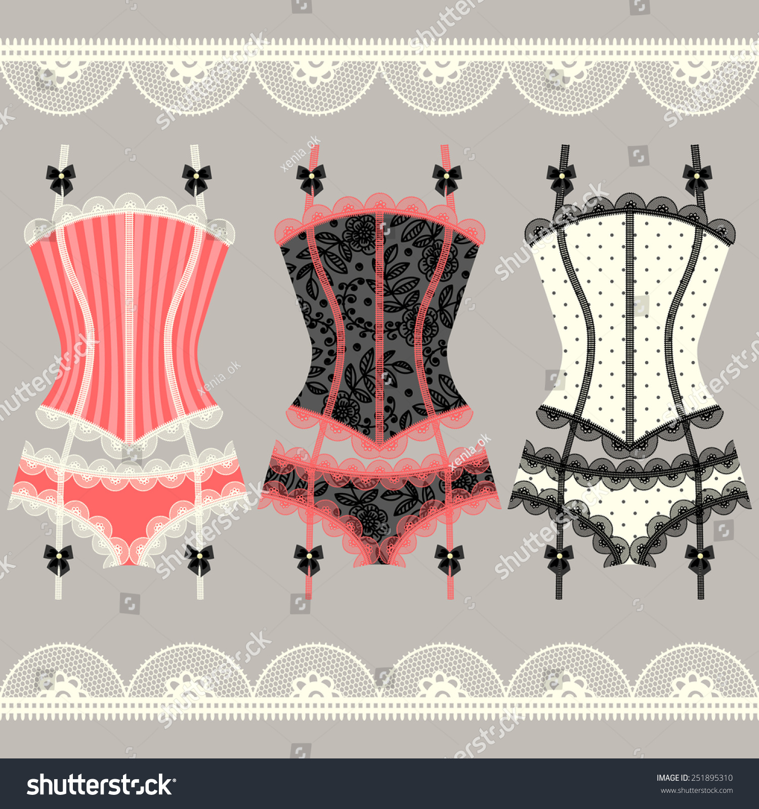 Collection Vintage Lingerie Lace Corset Panties