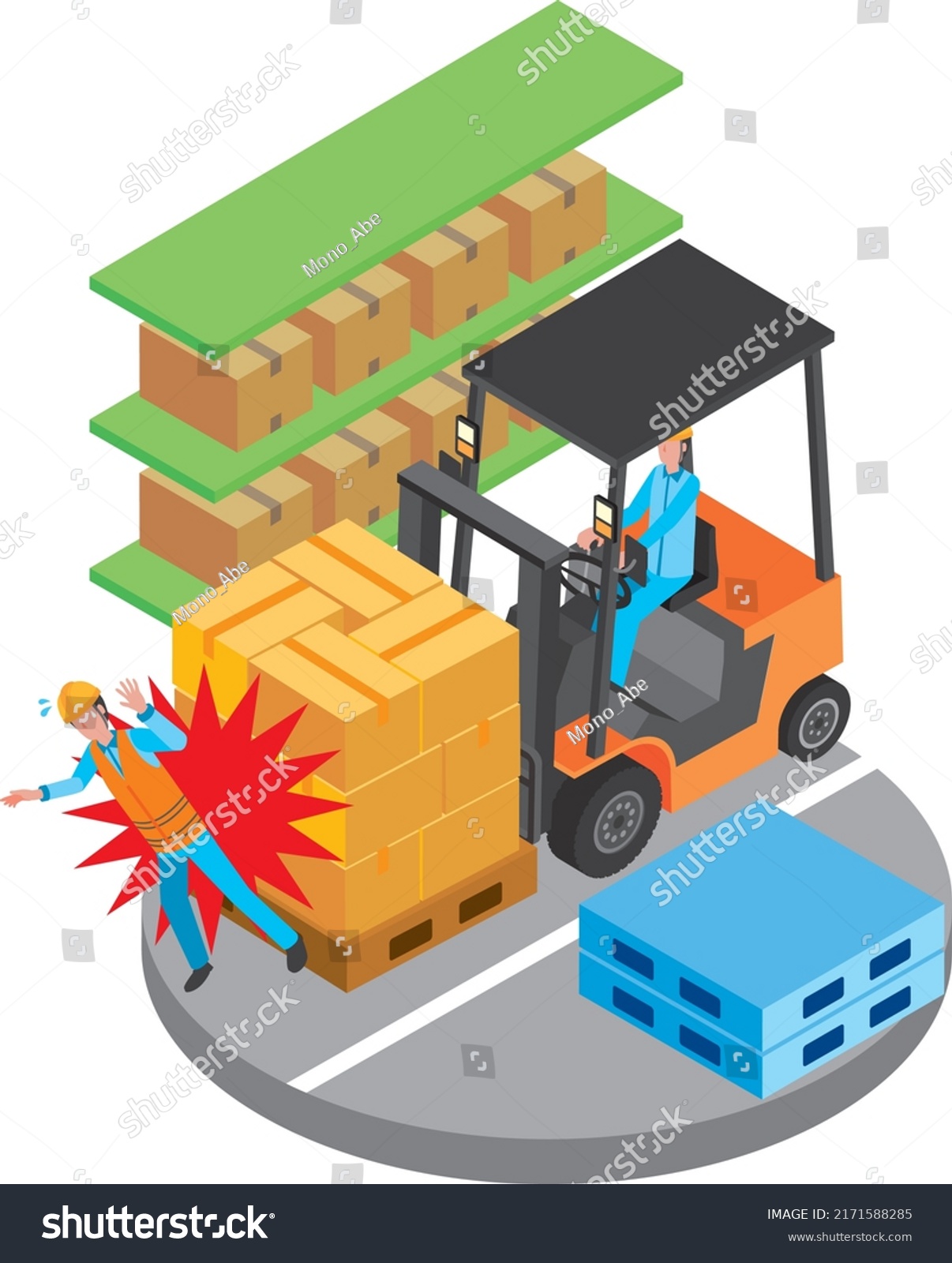 Collision Accident During Forklift Operation Stock Vector Royalty Free