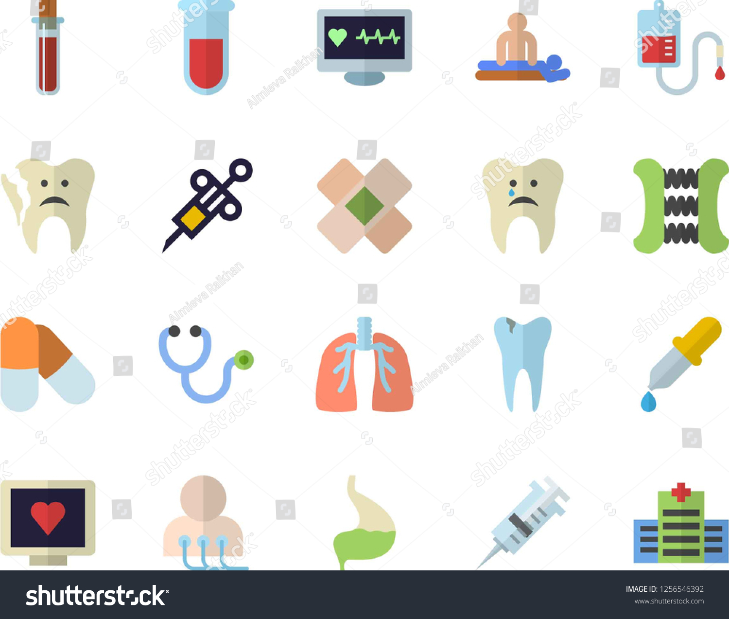 Color Flat Icon Set Blood Transfusion Stock Vector Royalty Free