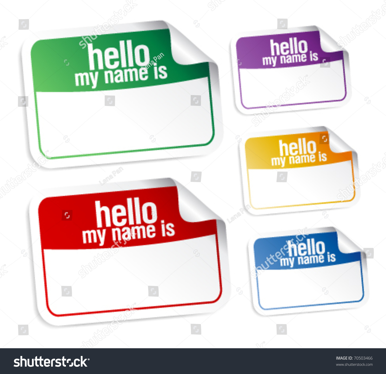 Color Name Tag Blank Stickers Set Hello My Name Is Stock