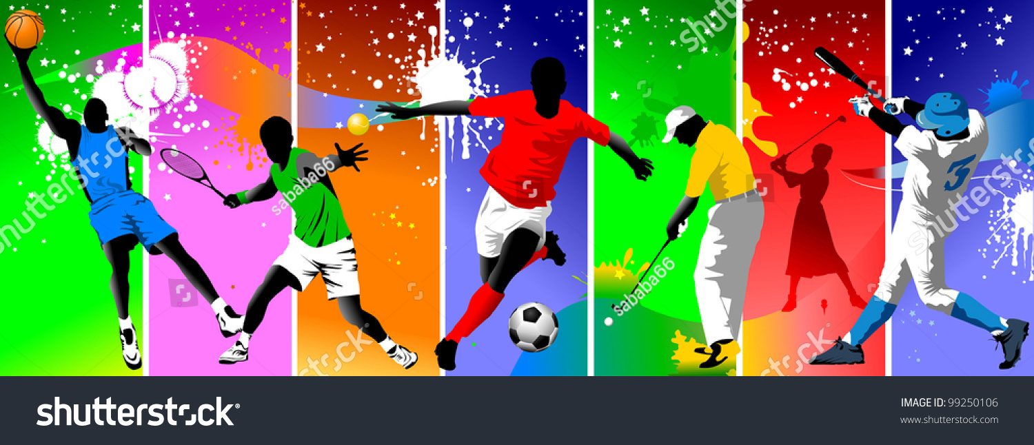 Colored Background With The Image Of Athletes Engaged In ...