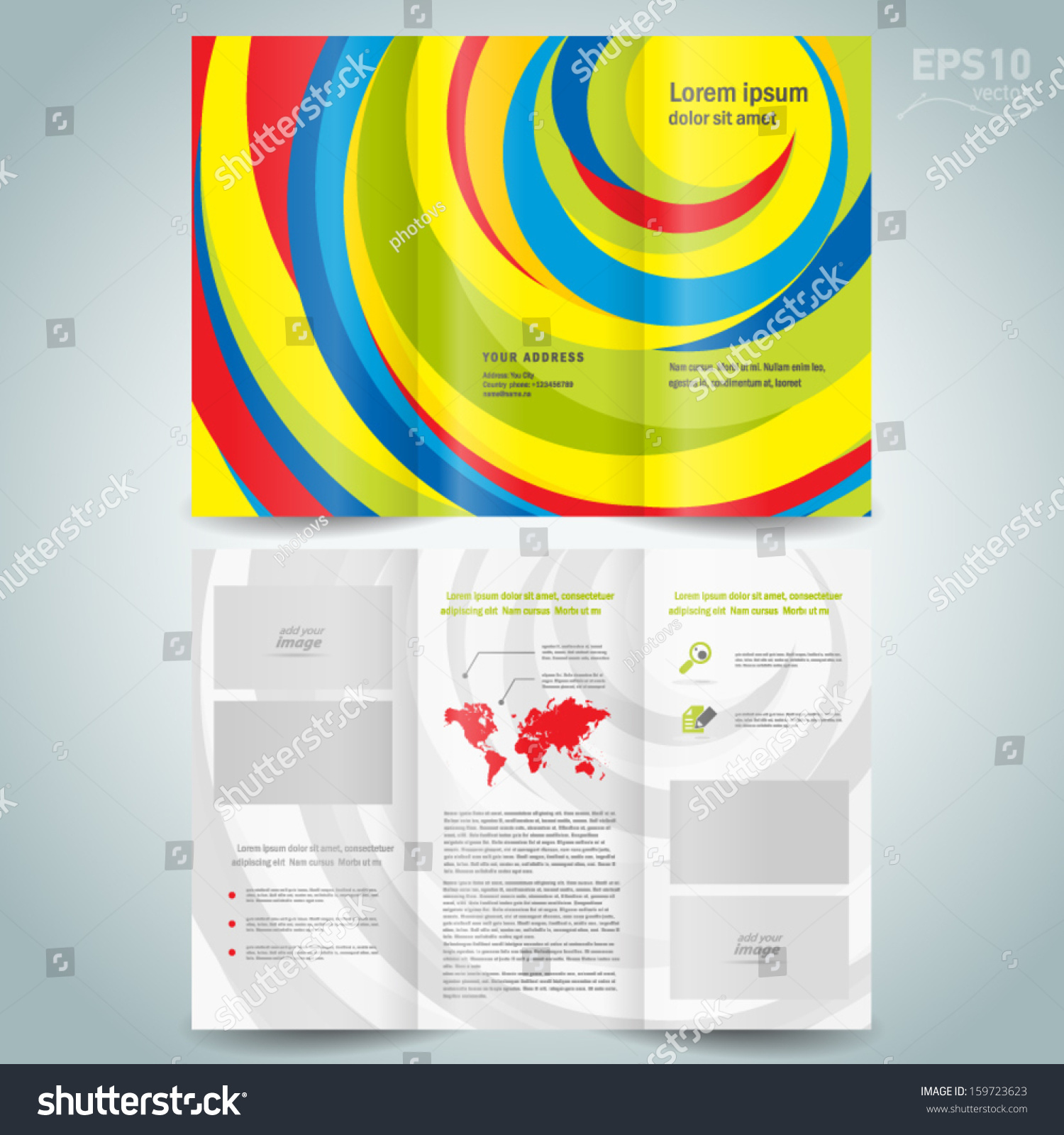 Colored Brochure Design Template Folder Leaflet Geometric Abstract