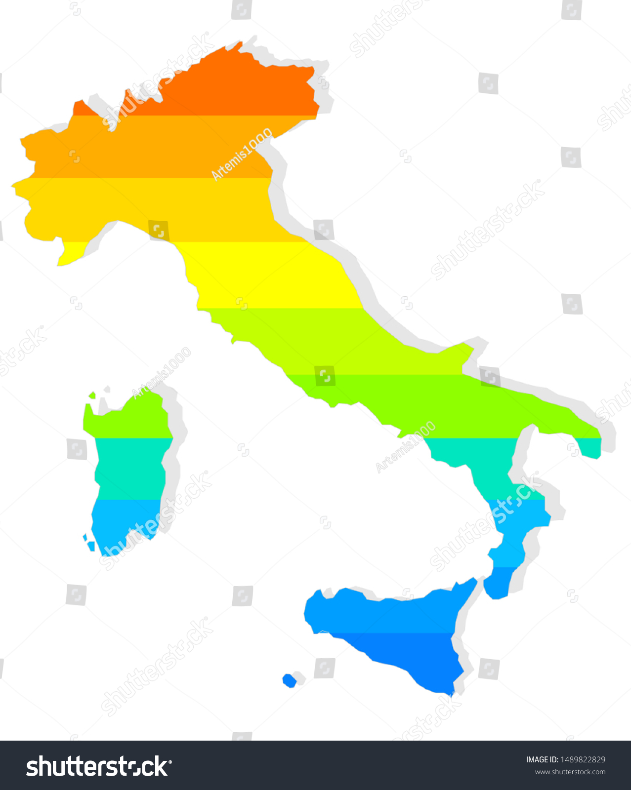 Colored Map Italy Vector Stock Vector Royalty Free