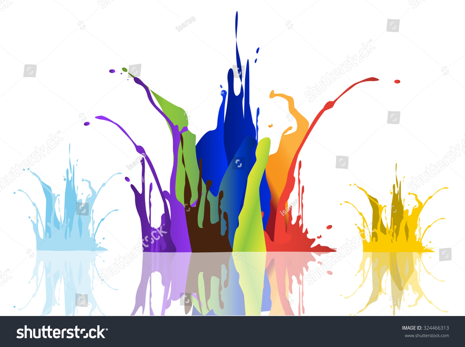 Colored Paint Splashes Isolated On White Vector De Stock Libre De