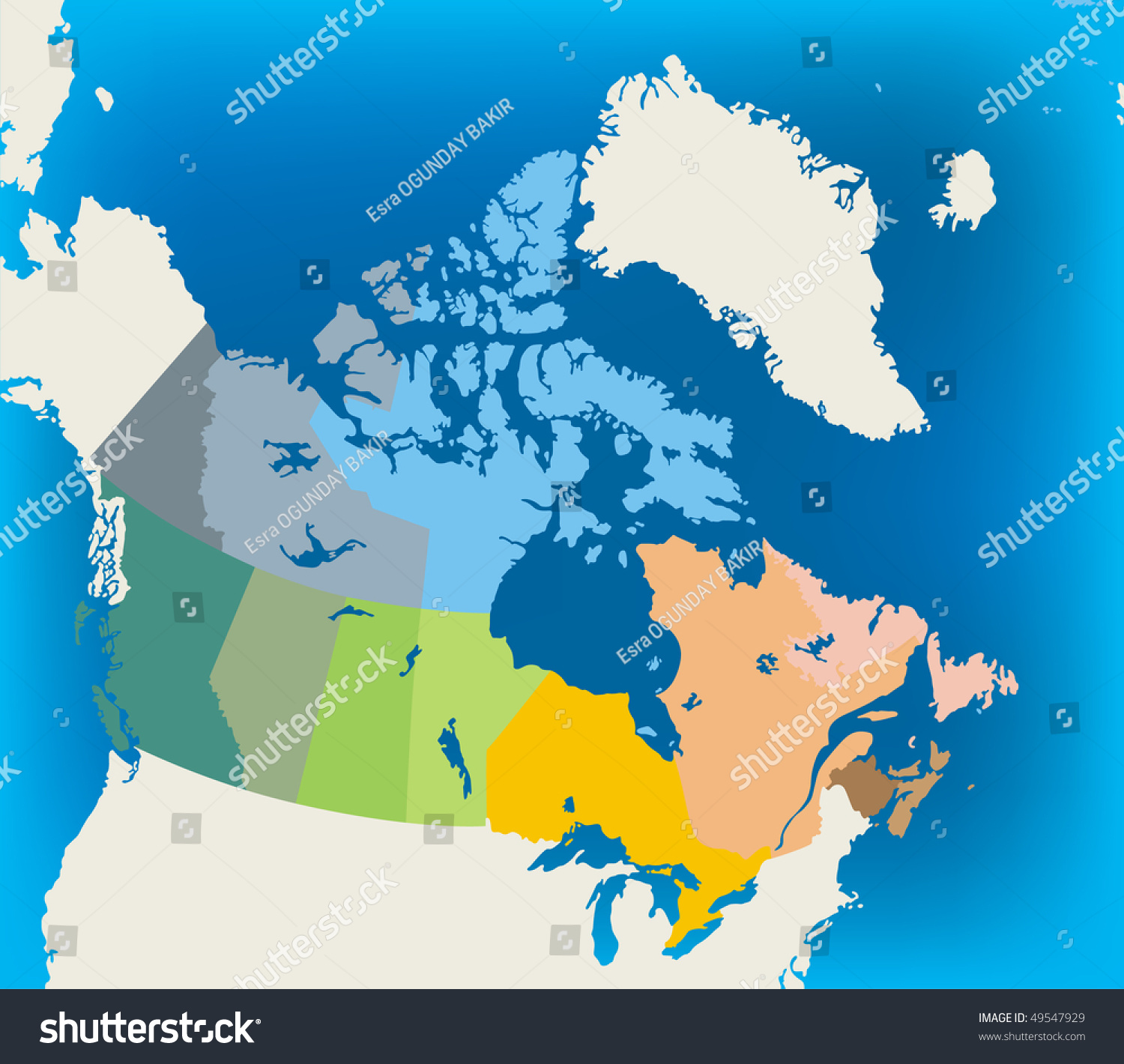 Colorful Canada Map Stock Vector Illustration 49547929 : Shutterstock