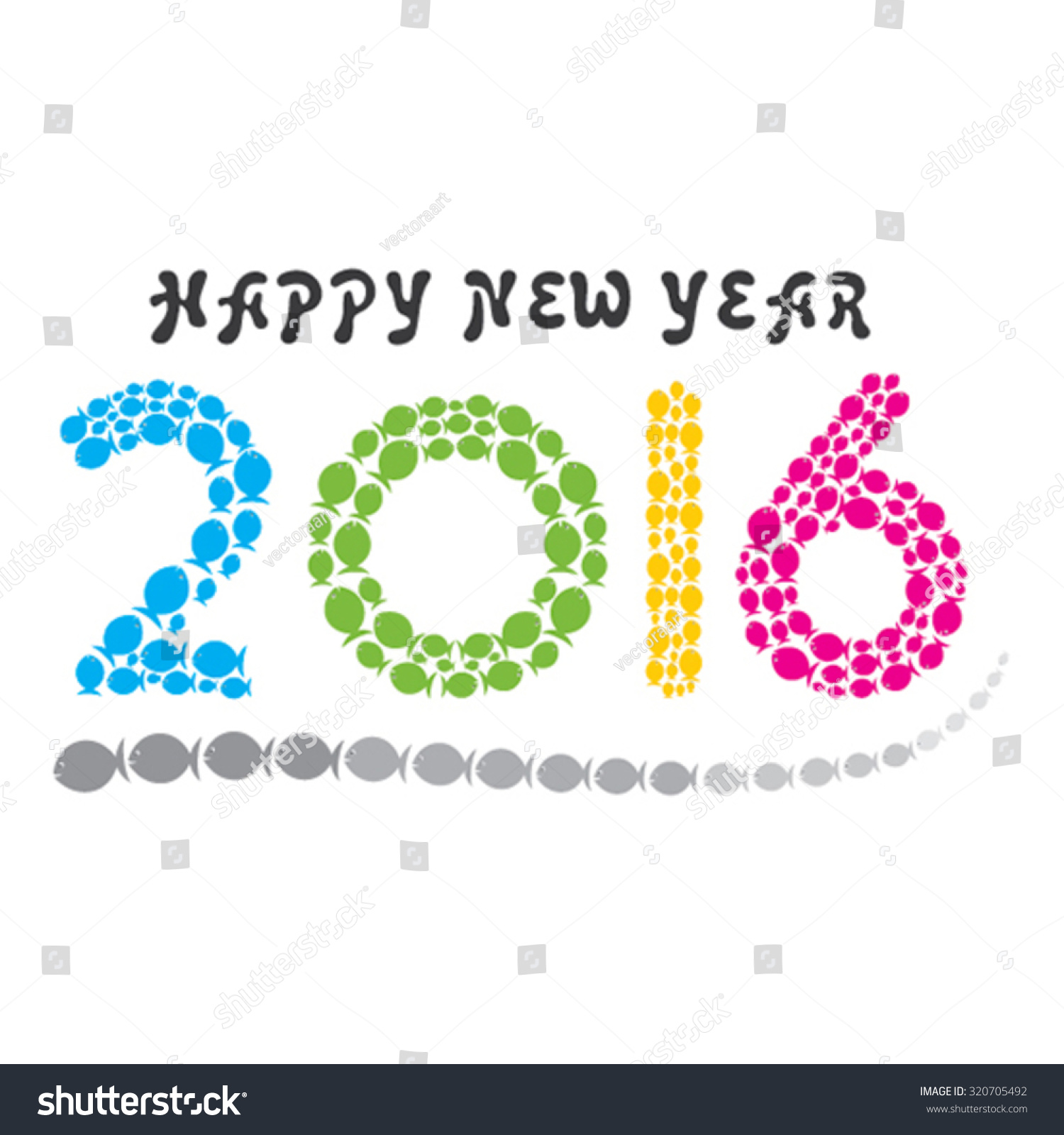 Colorful Fish New Year 2016 Design Vector - 320705492 : Shutterstock