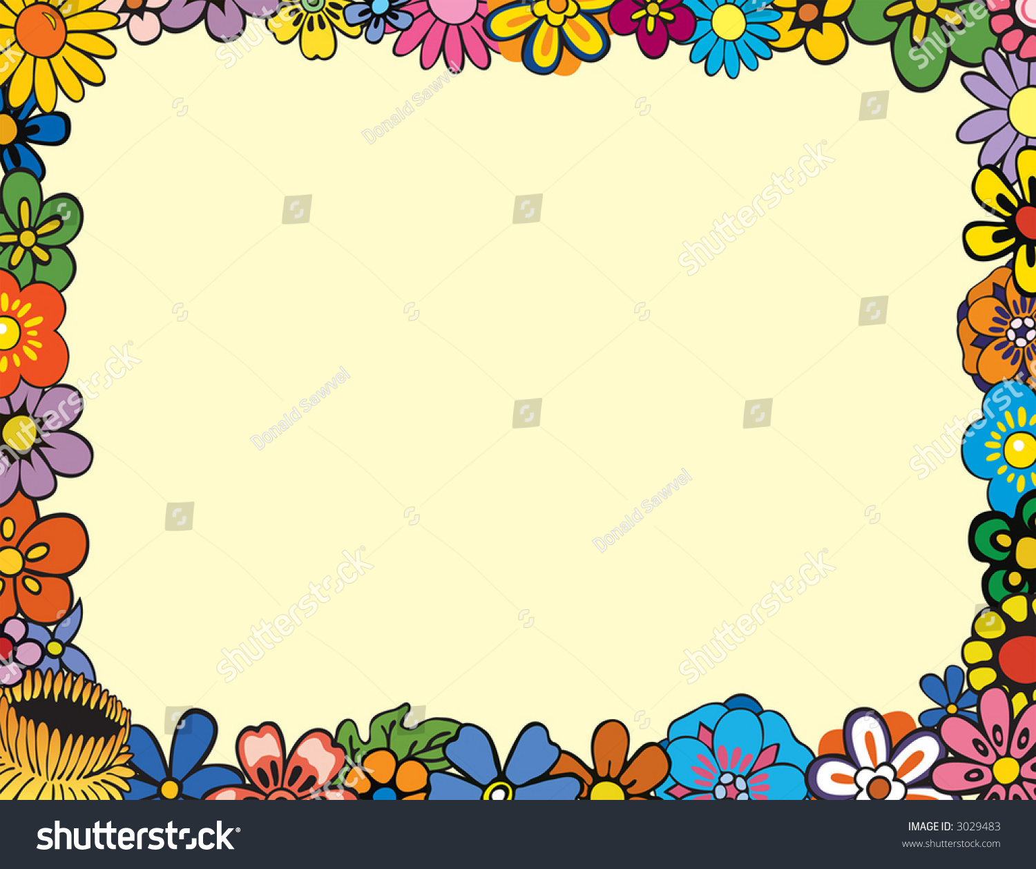 Colorful Floral Border Stock Vector Illustration 3029483 : Shutterstock