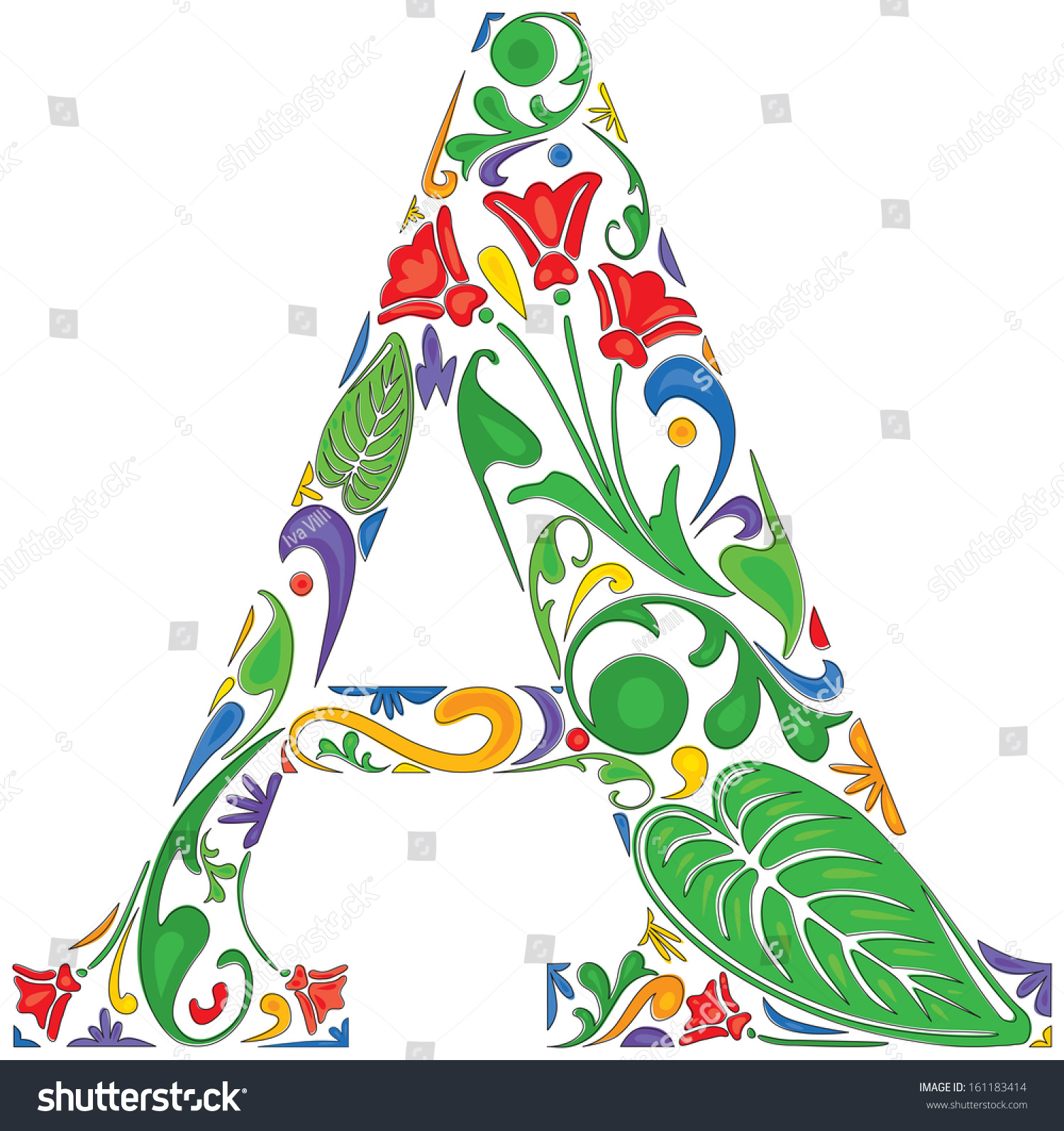 colorful-floral-initial-capital-letter-a-stock-vector-illustration