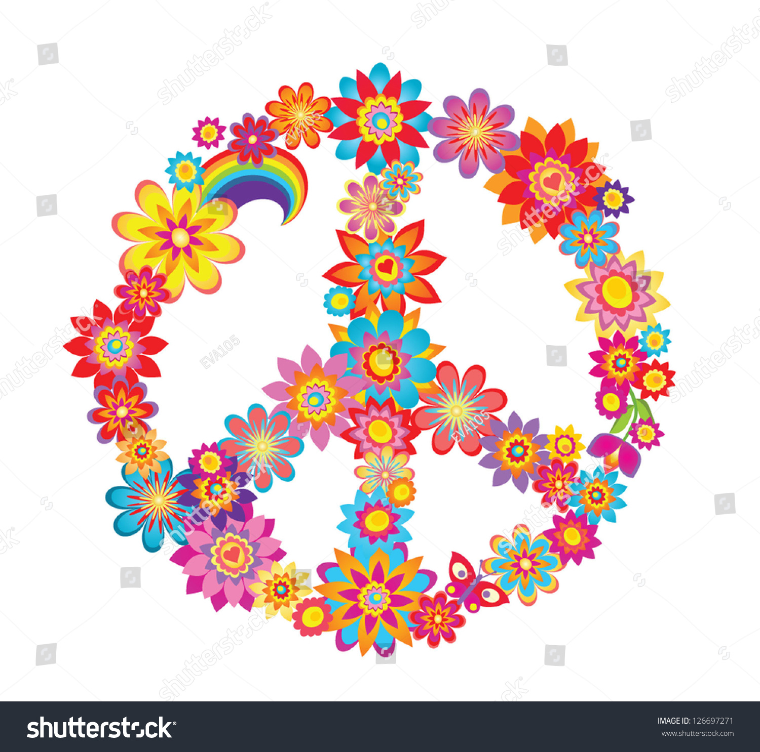 Colorful Peace Flower Symbol Stock Vector 126697271 Shutterstock 