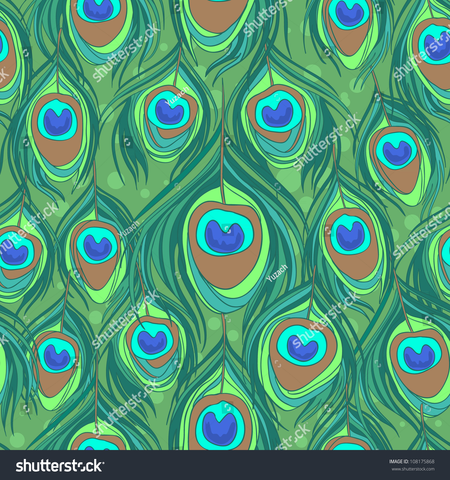 Colorful Peacock Feather Seamless Vector Pattern 108175868 Shutterstock 2518